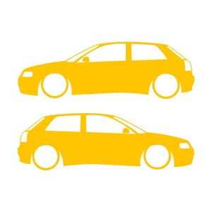 Set Of 2 Lowered Car Silhouette Decal Stickers For Audi A3 S3 8L 1996-2003 Yellow