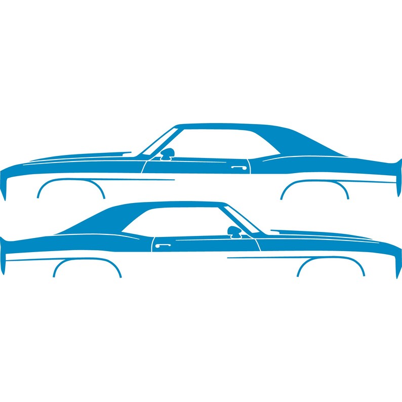 Set Of 2 Car Silhouette Decal Stickers For Chevrolet Camaro 1st Gen Light Blue