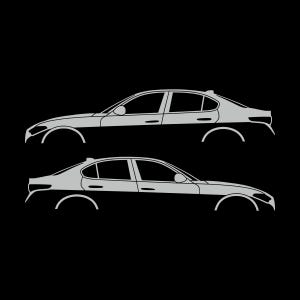Set Of 2 Lowered Car Silhouette Decal Stickers For Alfa Romeo Giulia 952 2016 Light Grey