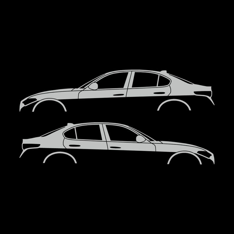Set Of 2 Lowered Car Silhouette Decal Stickers For Alfa Romeo Giulia 952 2016 Light Grey