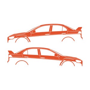 Set Of 2 Lowered Car Silhouette Decal Stickers For Mitsubishi Lancer Evo X 10 Orange