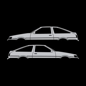 Set Of 2 Car Silhouette Decal Stickers For Toyota AE86 Corolla Levin Hatchback Silver