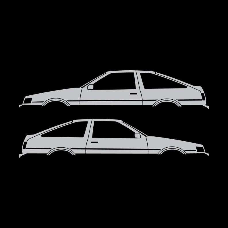 Set Of 2 Car Silhouette Decal Stickers For Toyota AE86 Corolla Levin Hatchback Silver
