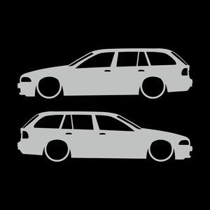 BMW E39 5シリーズ ツーリング用 車のシルエットデカールステッカー 2枚セット Light Grey