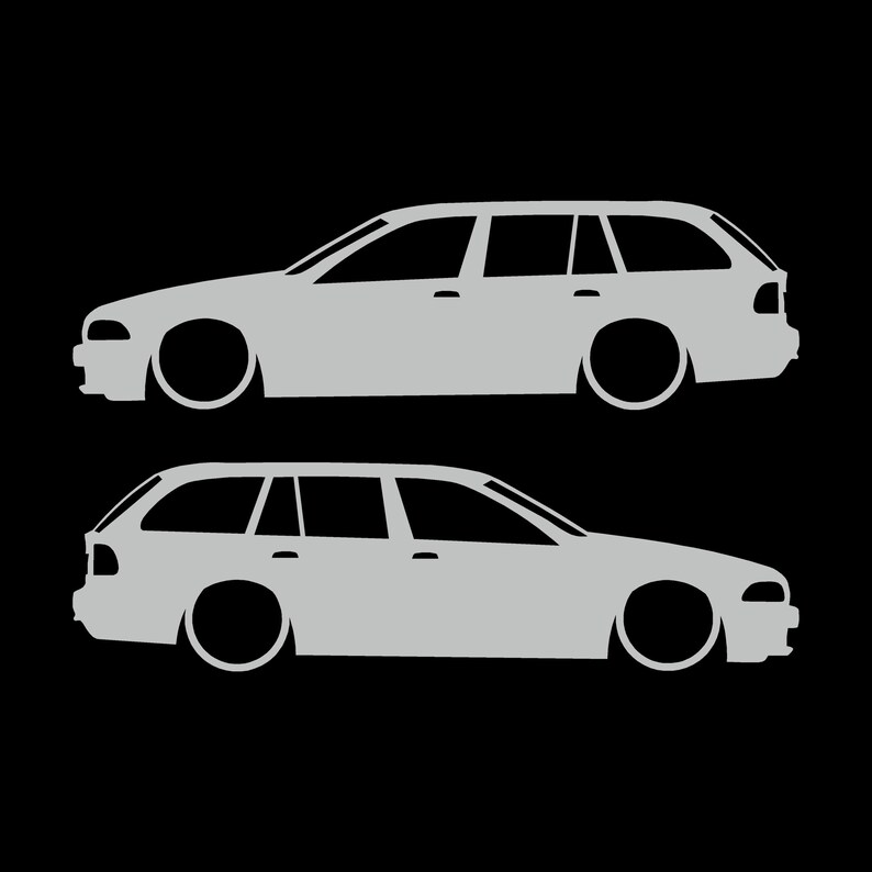 BMW E39 5シリーズ ツーリング用 車のシルエットデカールステッカー 2枚セット Light Grey