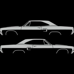 Set Of 2 Car Silhouette Decal Stickers For Classic Muscle For Plymouth Satellite 1973-74 Light Grey