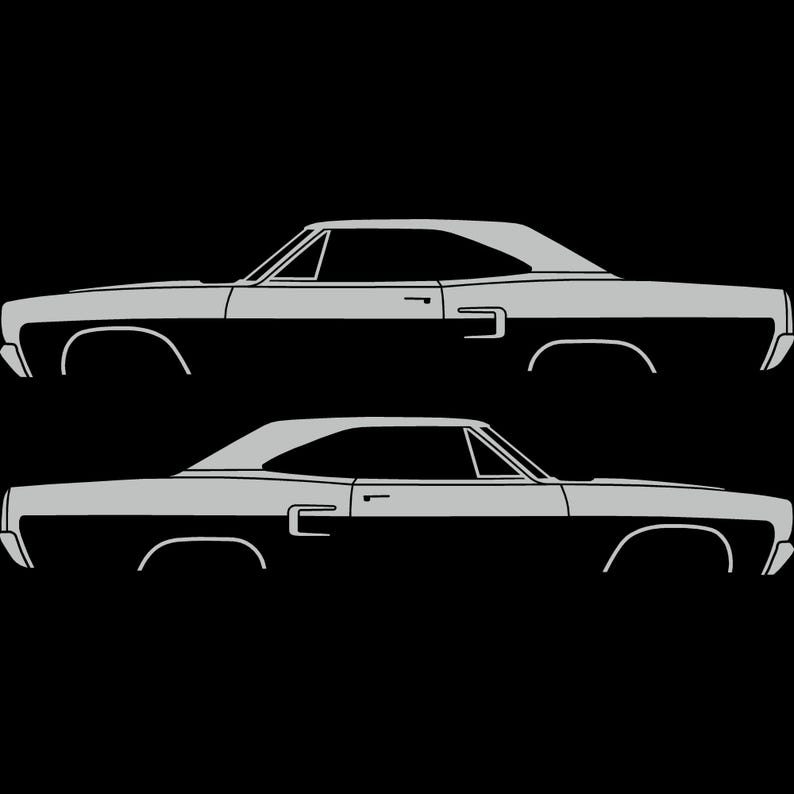 Set Of 2 Car Silhouette Decal Stickers For Classic Muscle For Plymouth Satellite 1973-74 Light Grey