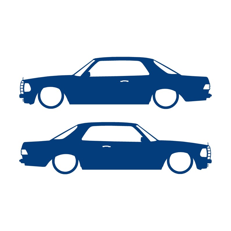 Set van 2 verlaagde auto silhouet stickers voor Mercedes C123 Coupé Blauw