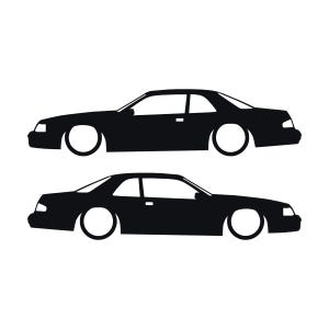 Set van 2 autosilhouet-stickers voor de Ford Thunderbird 9e generatie coupé Zwart
