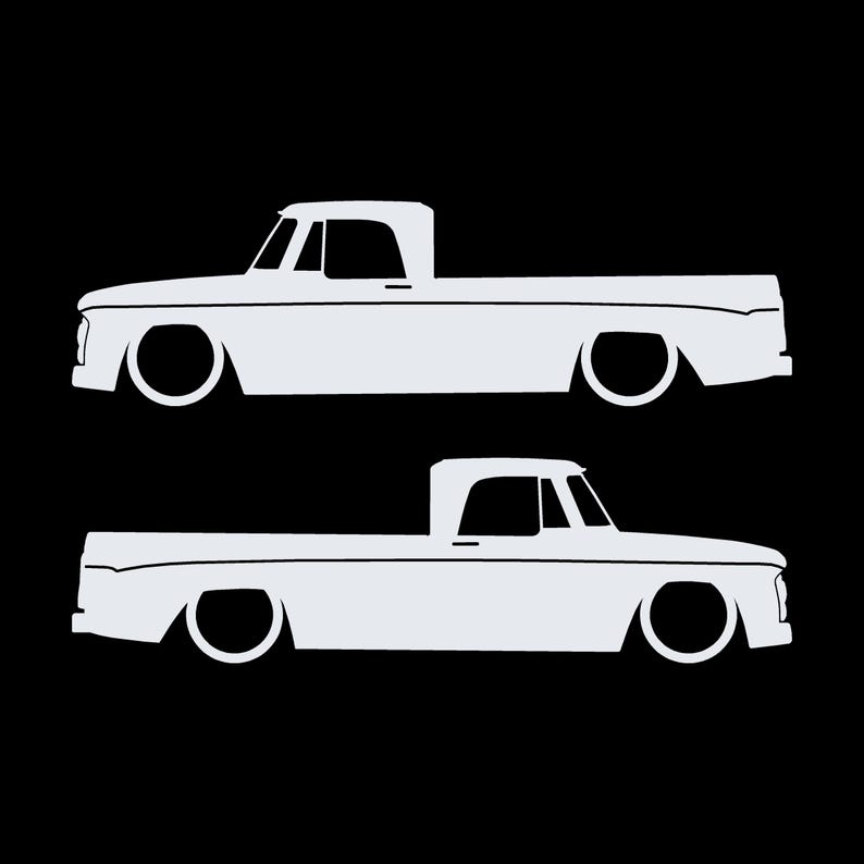 Set Of 2 Car Silhouette Decal Stickers For 1961-65 Dodge D100 Sweptline Long Bed 1st Gen image 3