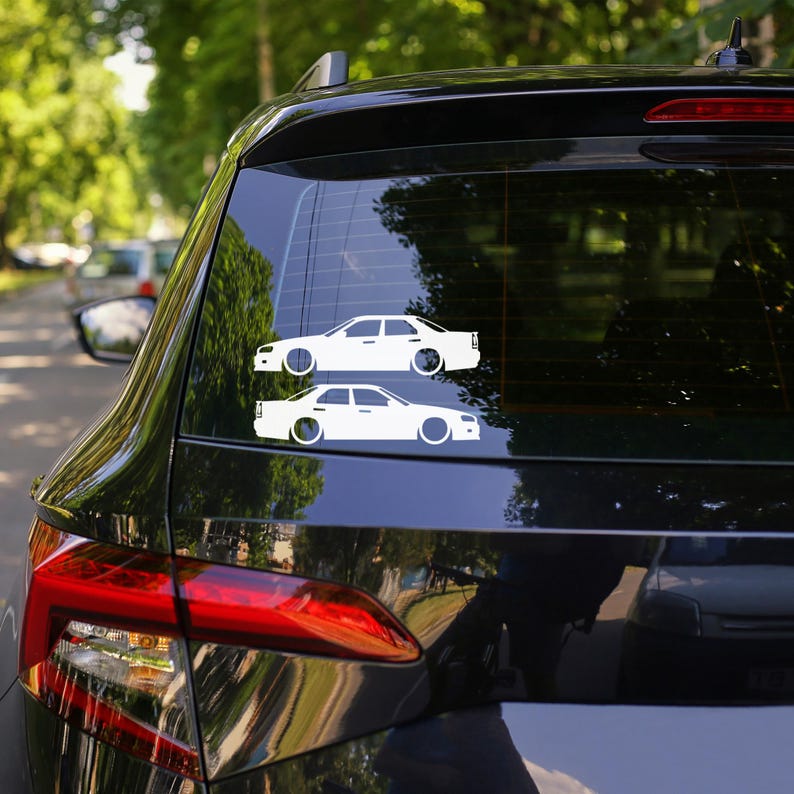 Set Of 2 Lowered Car Silhouette Decal Stickers For Nissan Skyline R34 4-door Sedan image 2