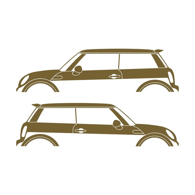 Set Of 2 Car Silhouette Decal Stickers For Mini Cooper S R56 - Mk2 - 2nd Gen Gold