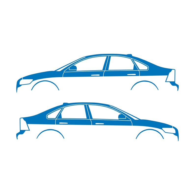 Set Of 2 Car Silhouette Decal Stickers For Volvo S40 2nd Gen Sky Blue