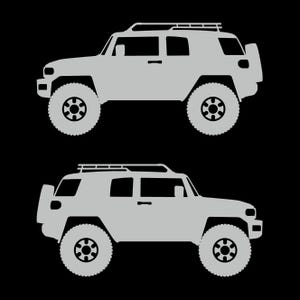 Set Of 2 Lifted Car Silhouette Decal Stickers For Toyota FJ Cruiser Light Grey
