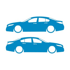 Set Of 2 Lowered Car Silhouette Decal Stickers For Acura TL 4th Gen UA8 2009-14 Light Blue