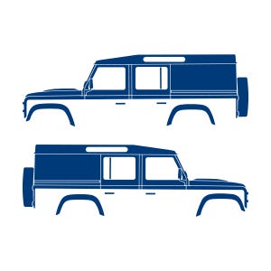 Lot de 2 autocollants silhouette de voiture pour Land Rover Defender 110 Utility Classic Bleu