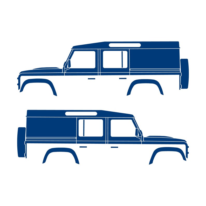 Lot de 2 autocollants silhouette de voiture pour Land Rover Defender 110 Utility Classic Bleu