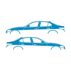 Set Of 2 Lowered Car Silhouette Decal Stickers For Alfa Romeo Giulia 952 2016 Light Blue