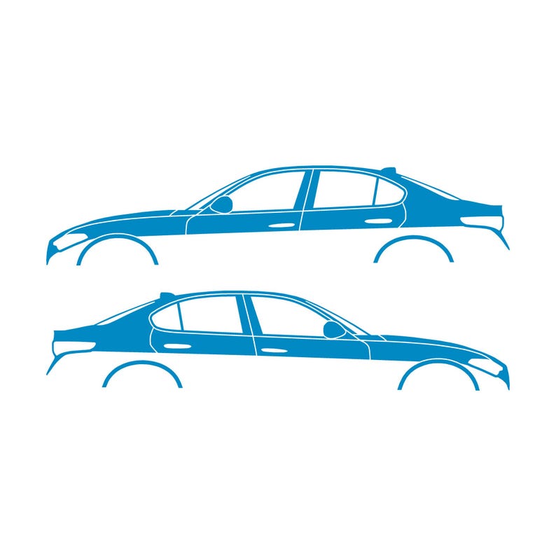 Set Of 2 Lowered Car Silhouette Decal Stickers For Alfa Romeo Giulia 952 2016 Light Blue