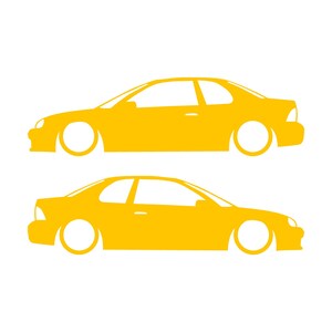 Set Of 2 Lowered Car Silhouette Decal Stickers For Dodge Neon 1st Gen 1994-99 Coupe Yellow