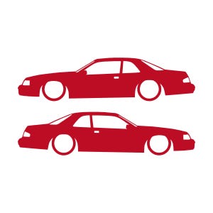 Set van 2 autosilhouet-stickers voor de Ford Thunderbird 9e generatie coupé Rood