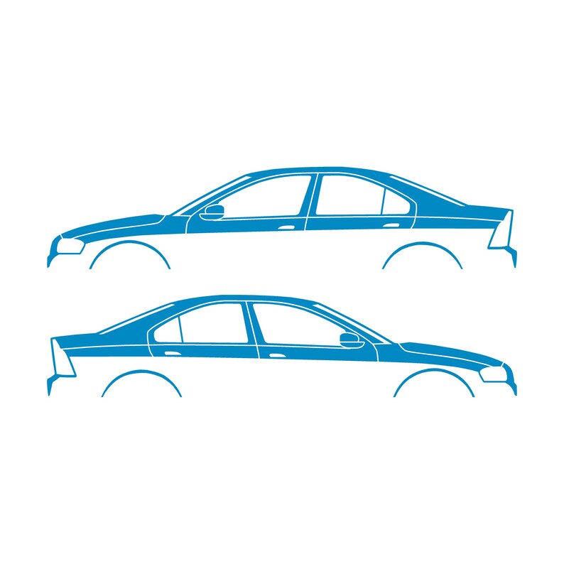 Set Of 2 Car Silhouette Decal Stickers For Volvo S60 R 1st Gen 2001-09 Light Blue