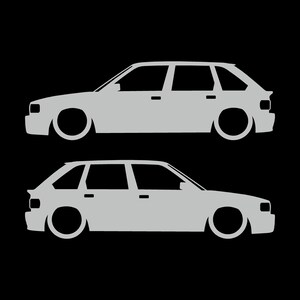 Set Of 2 Lowered Car Silhouette Decal Stickers For MG Maestro Turbo Light Grey