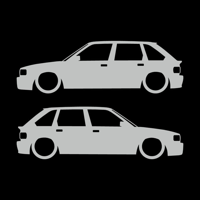 Set Of 2 Lowered Car Silhouette Decal Stickers For MG Maestro Turbo Light Grey
