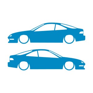 Set mit 2 Aufklebern für tiefergelegte Fahrzeuge für Acura Integra DC2 Coupé der 3. Generation Light Blue