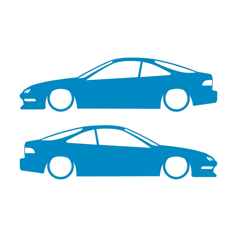 Set mit 2 Aufklebern für tiefergelegte Fahrzeuge für Acura Integra DC2 Coupé der 3. Generation Light Blue