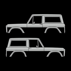 Set Of 2 Car Silhouette Decal Stickers For Classic Ford Bronco 1st Gen Top Removed Light Grey