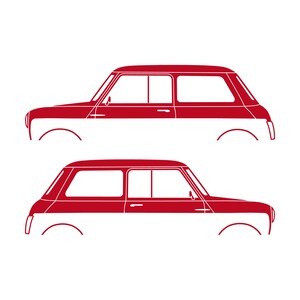 Set Of 2 Car Silhouette Decal Stickers For Classic Mk2 Mini Cooper Hatchback Red