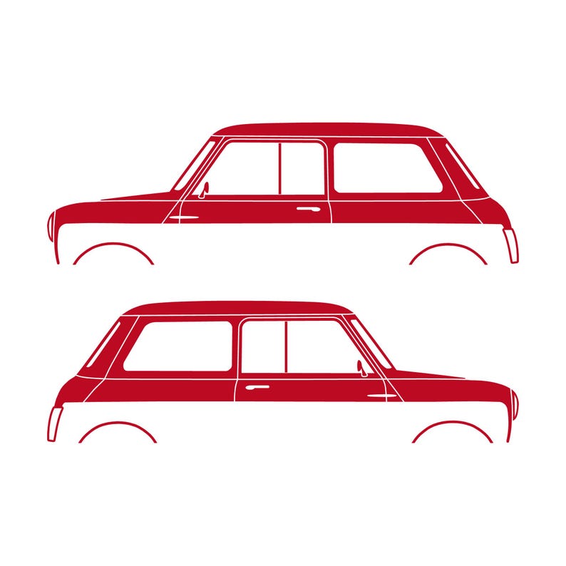 Set Of 2 Car Silhouette Decal Stickers For Classic Mk2 Mini Cooper Hatchback Red