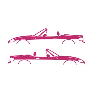 Set Of 2 Lowered Car Silhouette Decal Stickers For Mazda Miata MX5 NB Pink