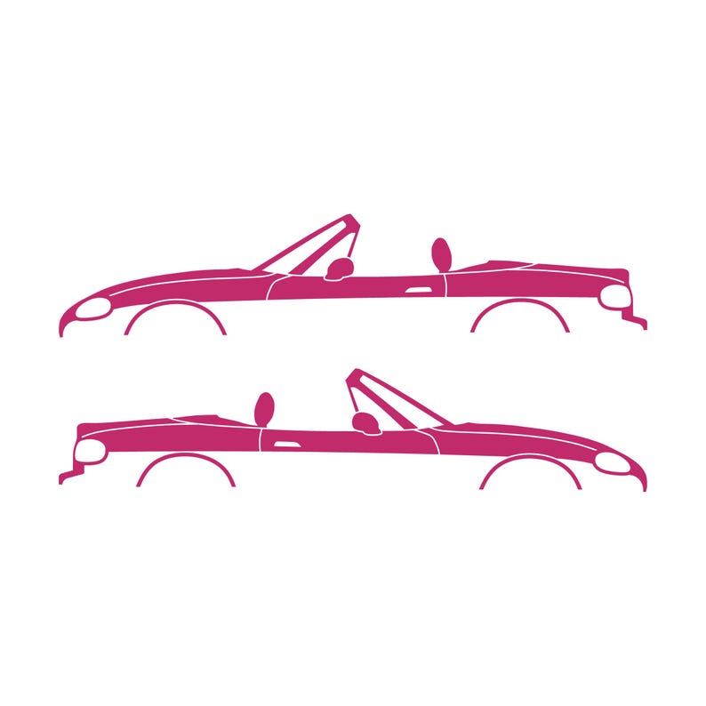 Set Of 2 Lowered Car Silhouette Decal Stickers For Mazda Miata MX5 NB Pink