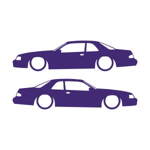 Set van 2 autosilhouet-stickers voor de Ford Thunderbird 9e generatie coupé Paars