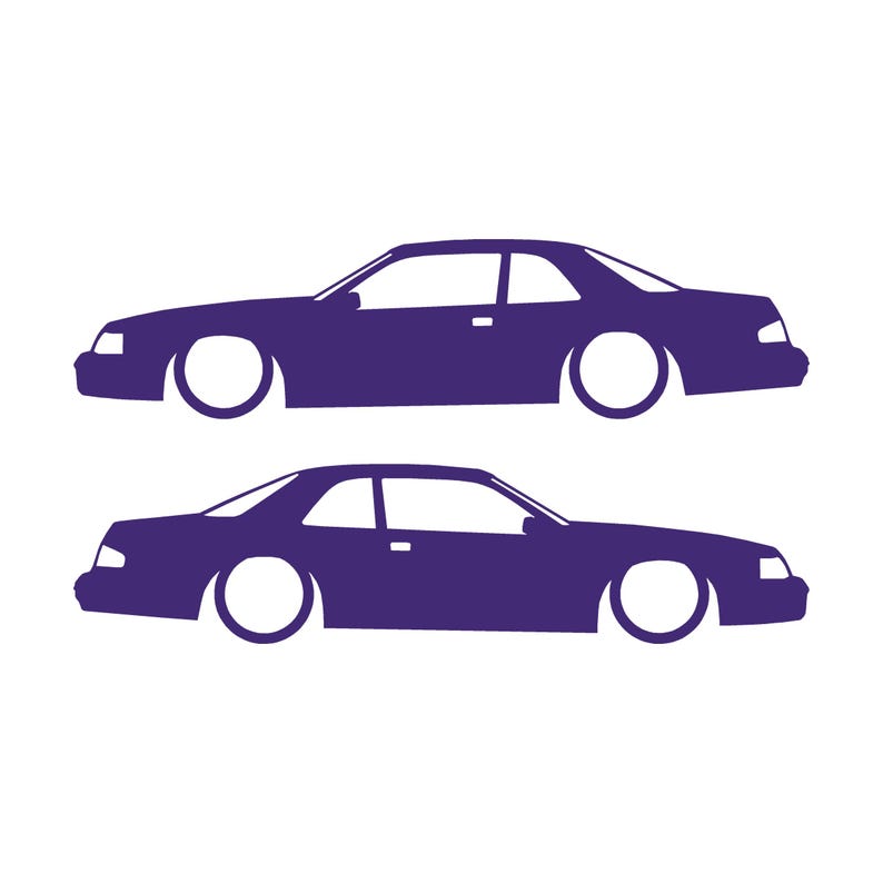 Set van 2 autosilhouet-stickers voor de Ford Thunderbird 9e generatie coupé Paars