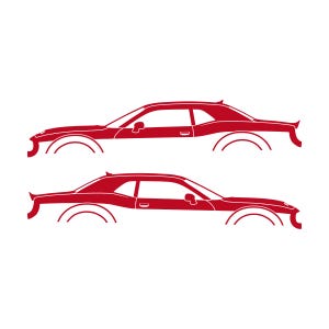 Ensemble de 2 autocollants silhouette de voiture pour Dodge Challenger Hellcat Rouge
