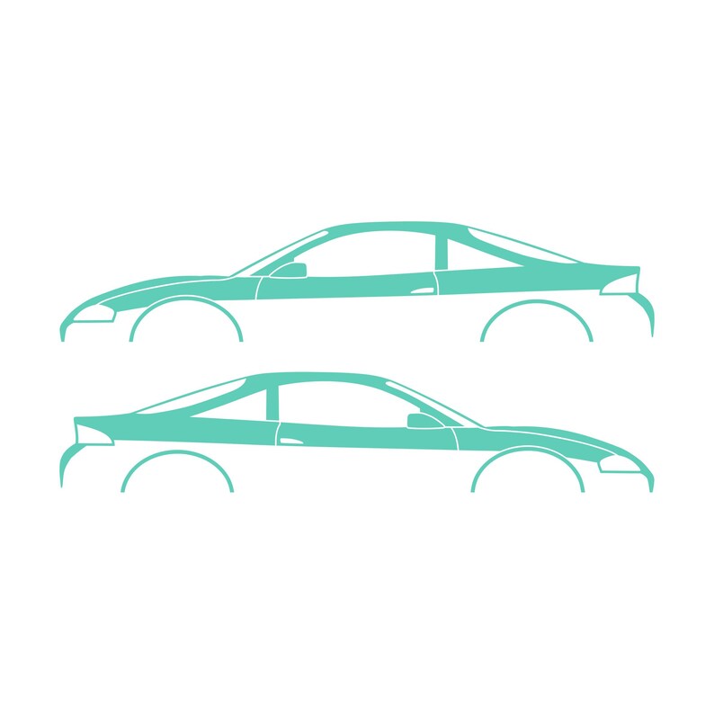 Set Of 2 Car Silhouette Decal Stickers For Mitsubishi Eclipse 2nd Gen 2Gb 1997-99 GS-T GSX Mint