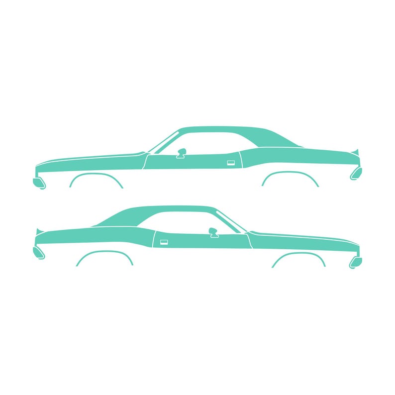 Set Of 2 Car Silhouette Decal Stickers For Dodge Challenger Classic Hardtop 1st Gen 1970-74 Coupe Mint