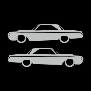 Set Of 2 Car Silhouette Decal Stickers For 1964 Dodge Polara Max Wedge 2-door Hardtop Coupe Light Grey