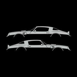 Set Of 2 Car Silhouette Decal Stickers For Pontiac Firebird Trans Am 2nd Gen 1977-78 Light Grey