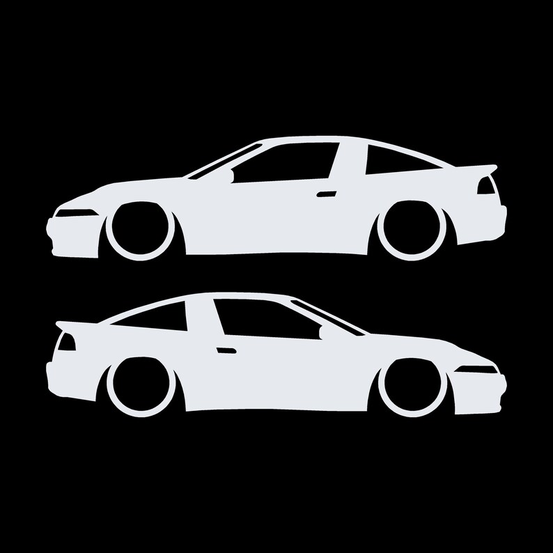 Juego de 2 pegatinas decorativas con silueta de coche rebajado para Mitsubishi Eclipse 1G de primera generación. Blanco