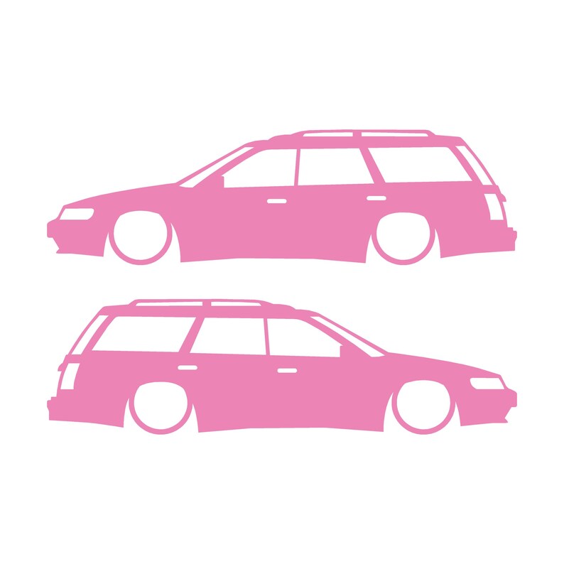 Set mit 2 Aufklebern für tiefergelegte Fahrzeuge für Subaru Legacy 1st Gen Wagon Soft Pink