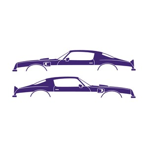 Set Of 2 Car Silhouette Decal Stickers For Pontiac Firebird Trans Am 1974 2nd Gen Purple