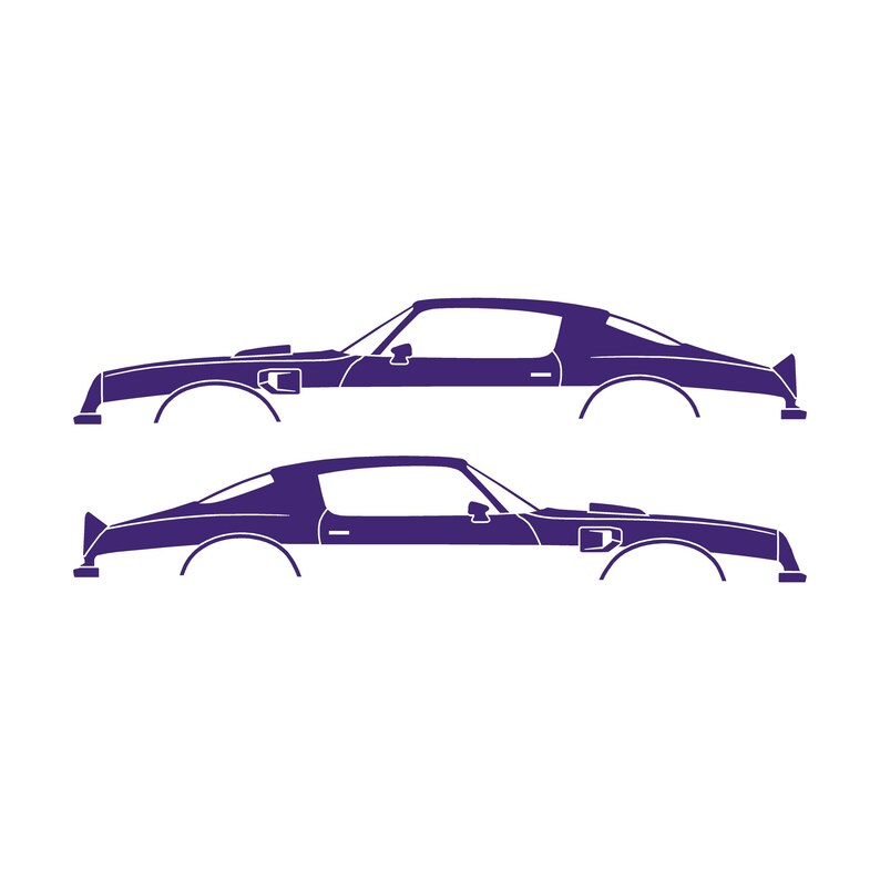 Set Of 2 Car Silhouette Decal Stickers For Pontiac Firebird Trans Am 1974 2nd Gen Purple