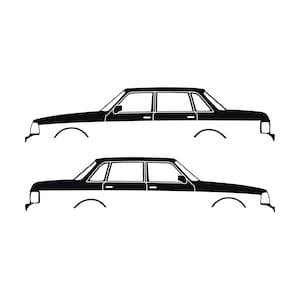 Set Of 2 Car Silhouette Decal Stickers For Volvo 244 Sedan Black