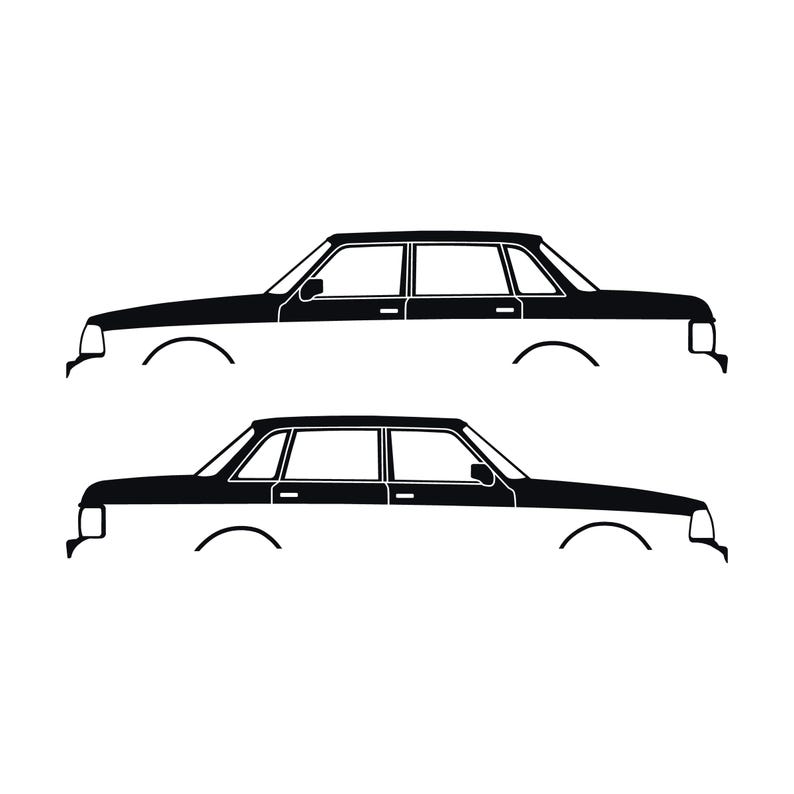 Set Of 2 Car Silhouette Decal Stickers For Volvo 244 Sedan Black