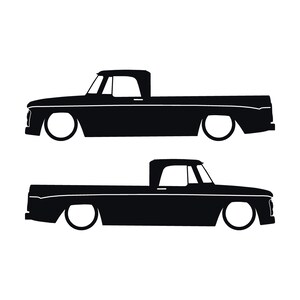 Set Of 2 Car Silhouette Decal Stickers For 1961-65 Dodge D100 Sweptline Long Bed 1st Gen Black