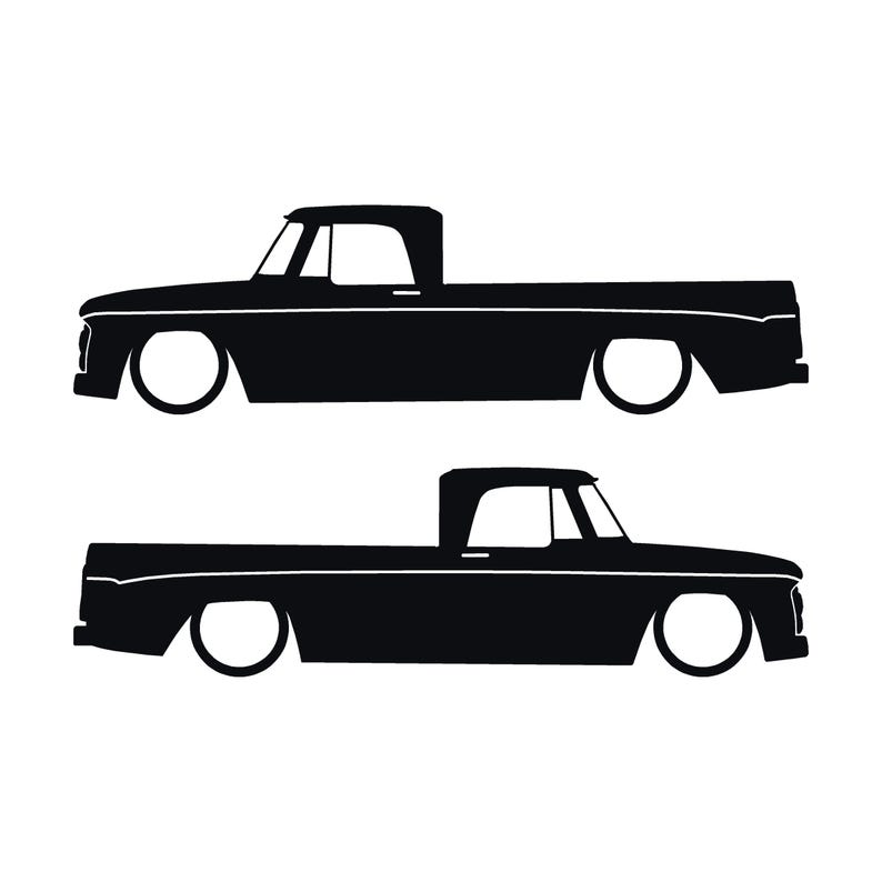Set Of 2 Car Silhouette Decal Stickers For 1961-65 Dodge D100 Sweptline Long Bed 1st Gen Black